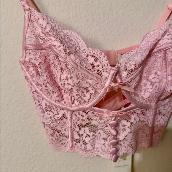 For Love & Lemons Pink Bustier Bra 34D